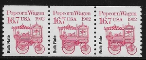 US Scott #2261, Coil of 3 1988 Popcorn Wagon 16.7c FVF MNH - Picture 1 of 1