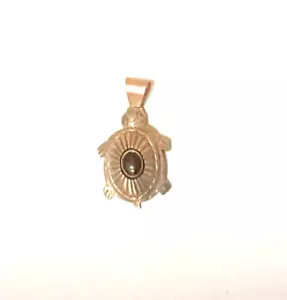 Vintage Navajo G. Ramone Sterling Silber Onyx Schildkröte Anhänger - Top - Bild 1 von 7