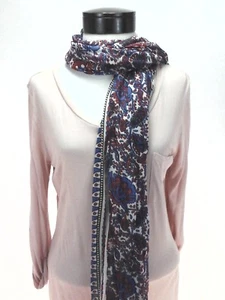 LUCKY BRAND Scarf Paisley Floral Fringe Red Blue Boho Rectangle 75" x 30" $69.50 - Picture 1 of 6