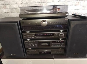 technics retro hifi stack su-a707 cd tape turntable amplifier 90w remote black - Picture 1 of 5