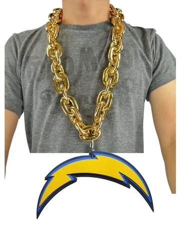 New NFL Los Angeles Chargers GOLD Fan Chain Necklace Foam Made in USA Cover