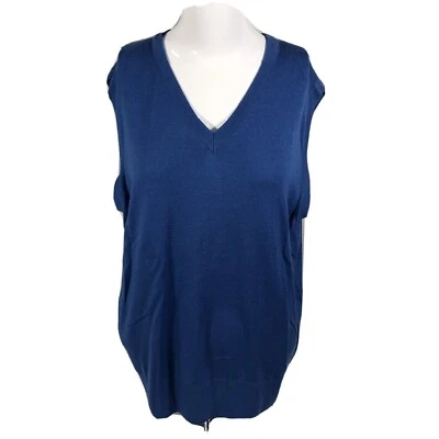 Marbas Sweater Vest Men's Medium Blue Merino Wool Sleeveless V-Neck New Italy Ne - Image 1 of 4