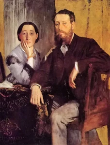 Oil painting Edgar Degas - edmond and therese morbilli couple figure lady & man - Picture 1 of 1
