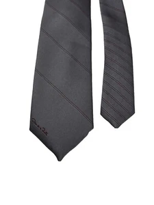 Corbata Oscar De La Renta Gris con Rayas Borgoña 54"x3" De Colección - Imagen 1 de 8