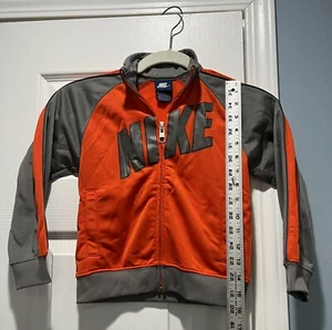 Nike Athletic Boys Gray Orange Full Zip Long Sleeve Jacket Size 5 - Picture 1 of 5