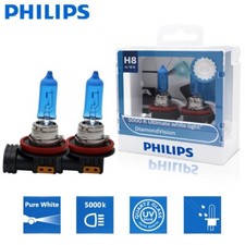Genuine Philips H8 - 12972dvs2 Diamond Vision 5000k White Halogen Bulbs- Pair