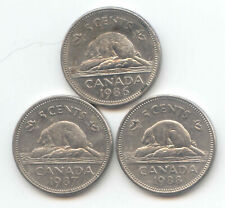 Canada 1986 1987 1988 Canadian Nickels 5c Five Cents 5 c Exact Set - 3 Coins