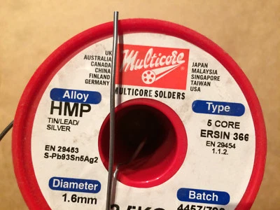 0.56mm 0.71mm 1.22mm High Melting Point Solder HMP 366 PbSnAg1.5% Silver 301°C