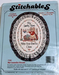 Stitchables Counted Cross Stitch my laundry room 5 x 7" Dimensions Unopen 7789 - Picture 1 of 1