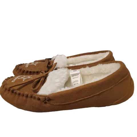 Forever Collectibles Dallas Cowboys Kids Moccasins Size S Brown Faux Fur NFL Cover