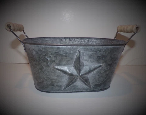 Metal Container, Wooden Handles, Country Star Vintage Style, Home Decor Decorati Cover