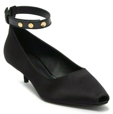 Burberry Women's Black Satin Peep Toe Kitten Heel Pump Shoes Black Size 38, US 8 - Image 1 of 4