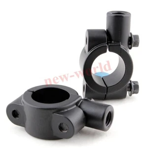 2Pcs Universal Black Motorcycle Handlebar Mirror Mount 10mm 7/8" Aluminum Clamp - Picture 1 of 6