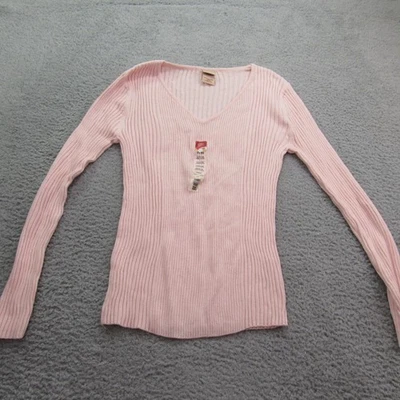 Camiseta informal LG Faded Glory tejida acanalada manga larga cuello en V para mujer Foto 1 de 4