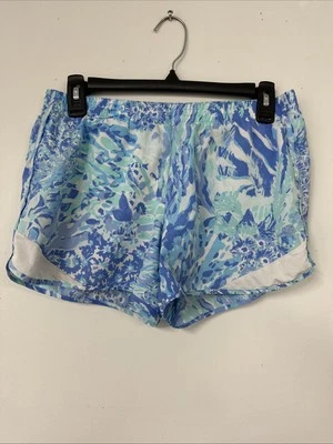 Lilly Pulitzer Luxletic Shorts Size Small Blue Print Floral Trail Womens Run - Image 1 of 4