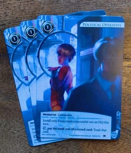 3x Political Operative - Netrunner Official FFG Promo Cards (Playset NISEI NSG) - Picture 1 of 2