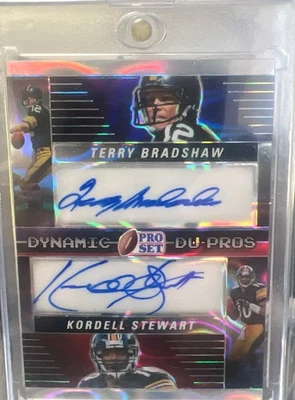 Terry Bradshaw Kordell Stewart Dual Auto 2024 Leaf Pro Set 4/10 Steelers Salón de la fama Foto 1 de 3