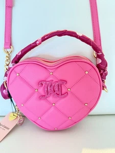 NEU MIT ETIKETT JUICY COUTURE HOLDING THE LINE HERZ CROSSBODY TASCHE PINK HIMBEERE - Bild 1 von 6