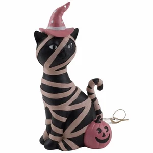 Kobold & Ghul schwarze Katze Mumie rosa Halloween Figur - Bild 1 von 2