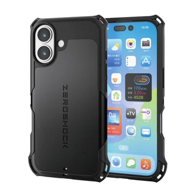 ELECOM ZEROSHOCK MAGKEEP iPhone 17 Case Shockproof Cover w/ Film Black Japan - Image 1 of 4