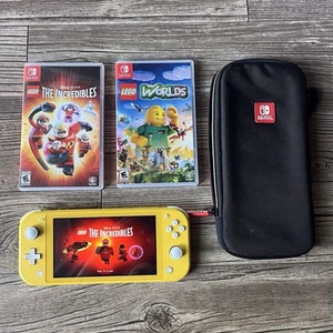 Nintendo Switch Lite Yellow With Lego Worlds And Lego The Incredibles - Picture 1 of 5
