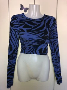 Zebra Mister Crop Top von Monki blau schwarz Gr. S - Bild 1 von 1