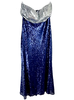 Ever-Pretty Dress Women's UK Size 18 Blue Sequin Strapless Occasion Sparkle - Изображение 1 из 4