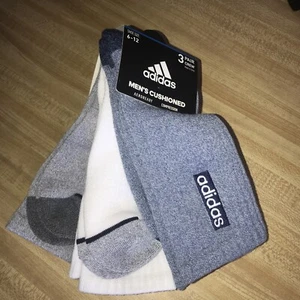 ADIDAS AEROREADY ARCH COMPRESSION CREW SOCKS - 3 PAIR MEN'S Blue/Gray/White NEW - Picture 1 of 17
