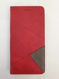 iPhone 11 Pro Wallet Case Leather Red with Grey Triangle - Picture 1 of 3