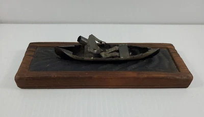 Arte popular metal y madera escultura mediados de siglo arte moderno bote de remos MCM Foto 1 de 4