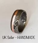 Damascus Steel Ring HANDMADE with Rosegold Copper Liner ALL SIZES AVAILABLE