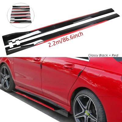 2.2 m/86.6inches Side Skirt Extension Glossy Black Red Line For Toyota Venza Foto 1 de 4