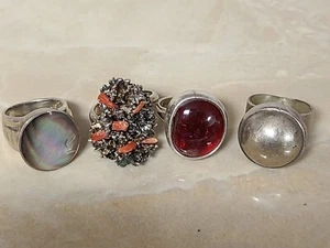 LOT OF (4) VINTAGE STERLING SILVER 925 RINGS UNIQUE NICE. B2 - Picture 1 of 21