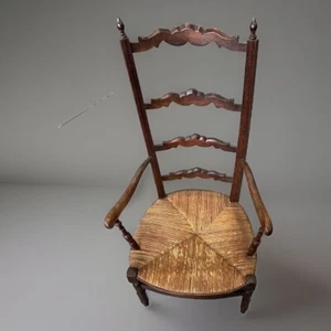 Charming Antique French Arm Chair With Rush Seat, 19th Century - Picture 1 of 8