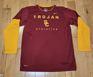 Nike Dri-Fit USC SC TROJANS Athletics Double Layer L/S NCAA Shirt Youth L - Picture 1 of 7
