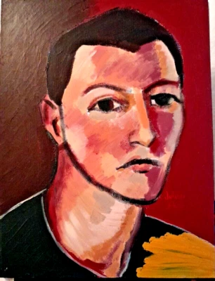 Портрет молодого человека Жюльена Аклея оригинальное произведение искусства акрил на холсте. 12x16 - Изображение 1 из 4