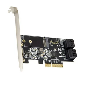 4 port Non-RAID SATA III 6Gbps and M.2 B Key 2242 PCI-e PCIe x4 Expansion Card - Picture 1 of 2