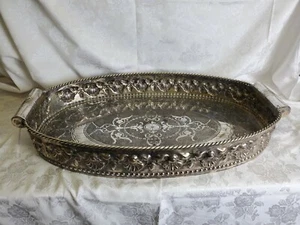 Silver Over Copper Antique Tray. 26in Long. Very Large. Beautiful - Picture 1 of 11