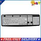 104 Keys USB Wired White Keys Black Letter Large Print Keyboard for Old People