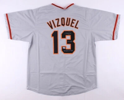 OMAR VIZQUEL AUTOGRAPHED CUSTOM JERSEY (SAN FRANCISCO GIANTS) - PSA DNA! - Image 1 of 4