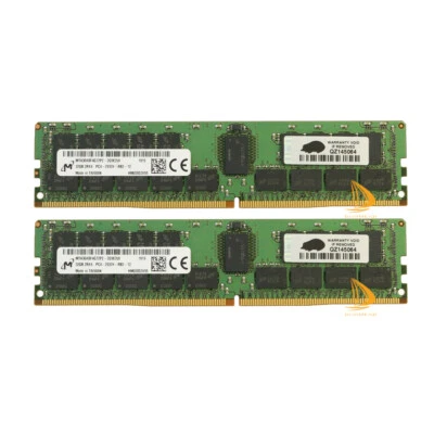 Micron 2x 32GB 2RX4 PC4-2933Y DDR4-23466Mhz 288PIN ECC Server Memory DIMM RAM - Image 1 of 4