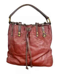 Lucky Brand Leather Shoulder Bag "Pretty Betty" Hobo Tote Shopper Brick Red - Picture 1 of 10