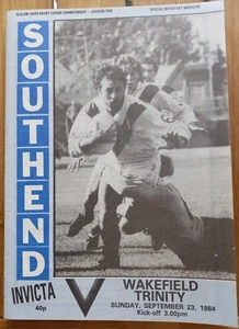 Southend Invicta v Wakefield Trinity - 23 de septiembre de 1984 - Rugby League Division 2 - Imagen 1 de 2