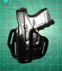 Bianchi Model 77 Piranha LH Leather Crossdraw Thumb Break Holster Glock 26 27 33 - Picture 1 of 12