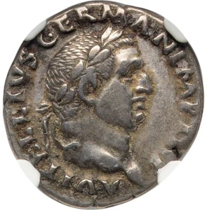 Vitellius, AD 69 ROMAN EMPIRE AR Denarius, NGC XF - Picture 1 of 4