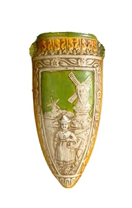 Antique/Vintage Art Deco Ceramic Wall Pocket, Dutch Girl with Windmill - Japan - Picture 1 of 8