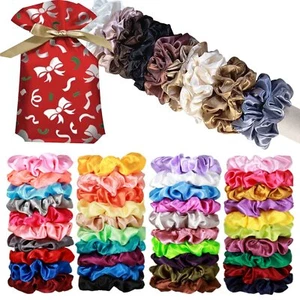 40PCS Multicolor Hair ScrunchiesSatin Silk Hair Ties Ropes Ponytail Holder Fo... - Picture 1 of 9