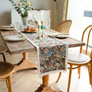 Rose Flower Table Runner Oil Painting Style Tablecloth Table Cover  Table Decor