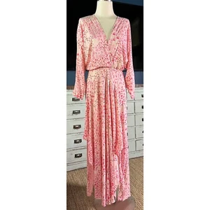 NWT New $400 Poupette St Barth Ilona Pink Romantic Long Floral Maxi Dress M - Picture 1 of 12