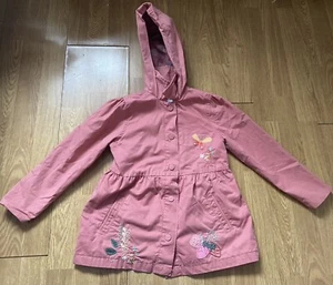 Next Girl’s Pink Soft Shell Hooded Anorak w/ embroidered appliqué Age 5-6 yrs - Picture 1 of 8